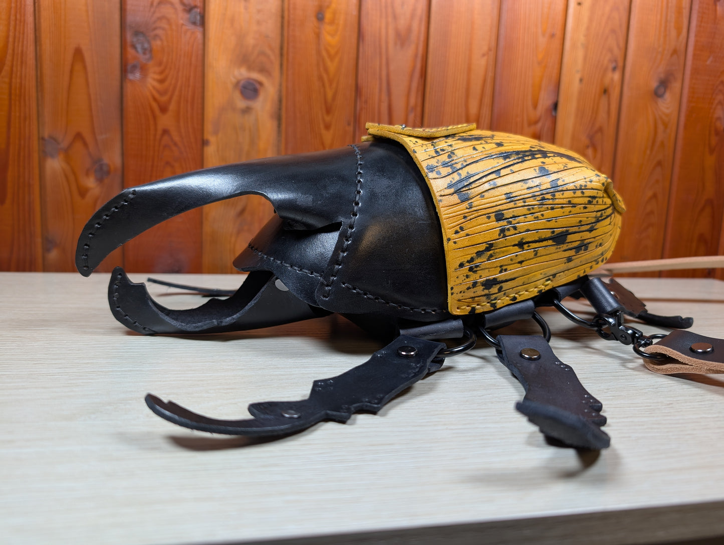 Handmade Leather Hercules Beetle Shaped Crossbody Purse (Full Grain Leather & Handmade in Canada)