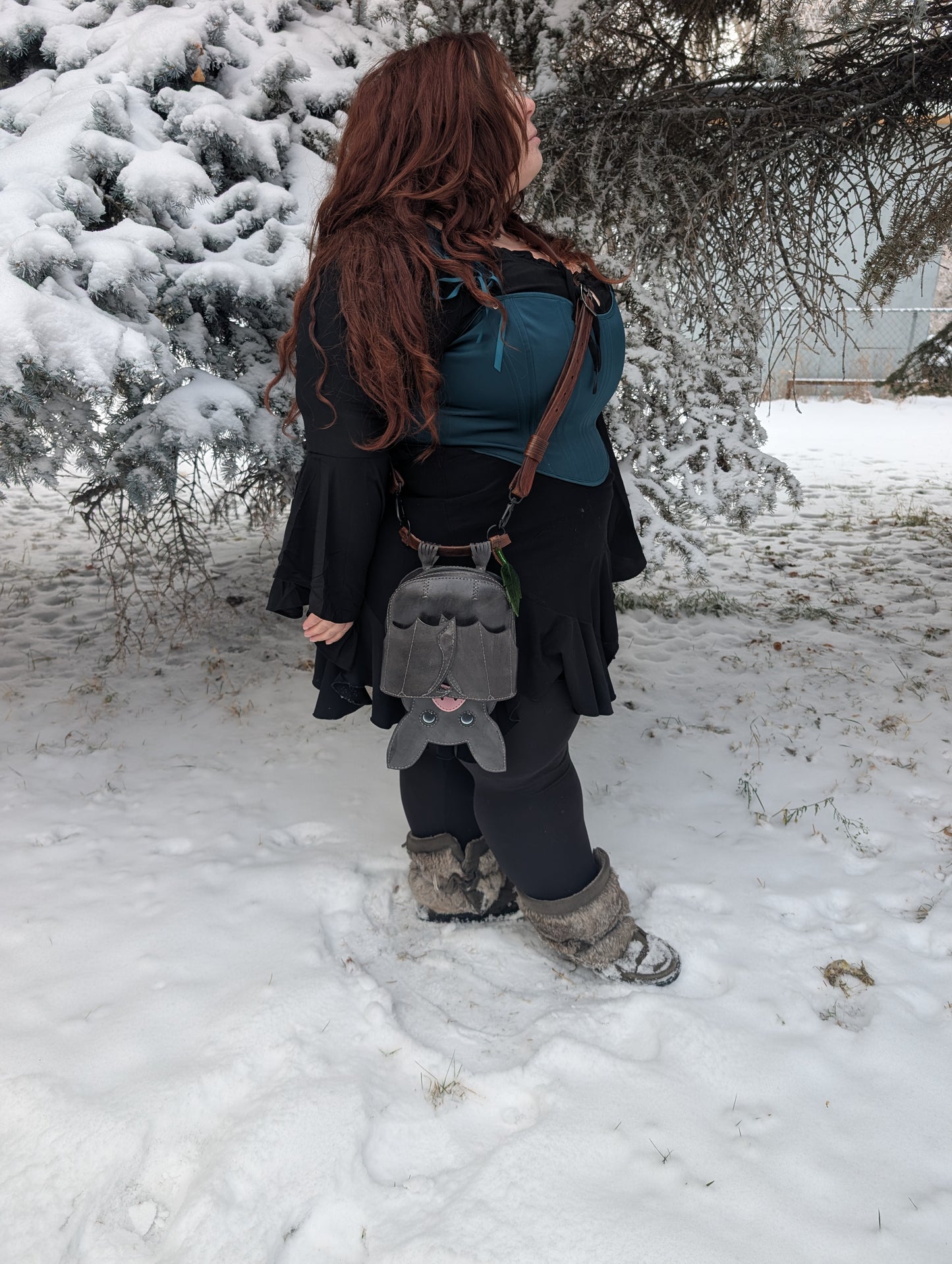 Handmade Full Grain Leather Bat Crossbody Purse - Handmade in Canada