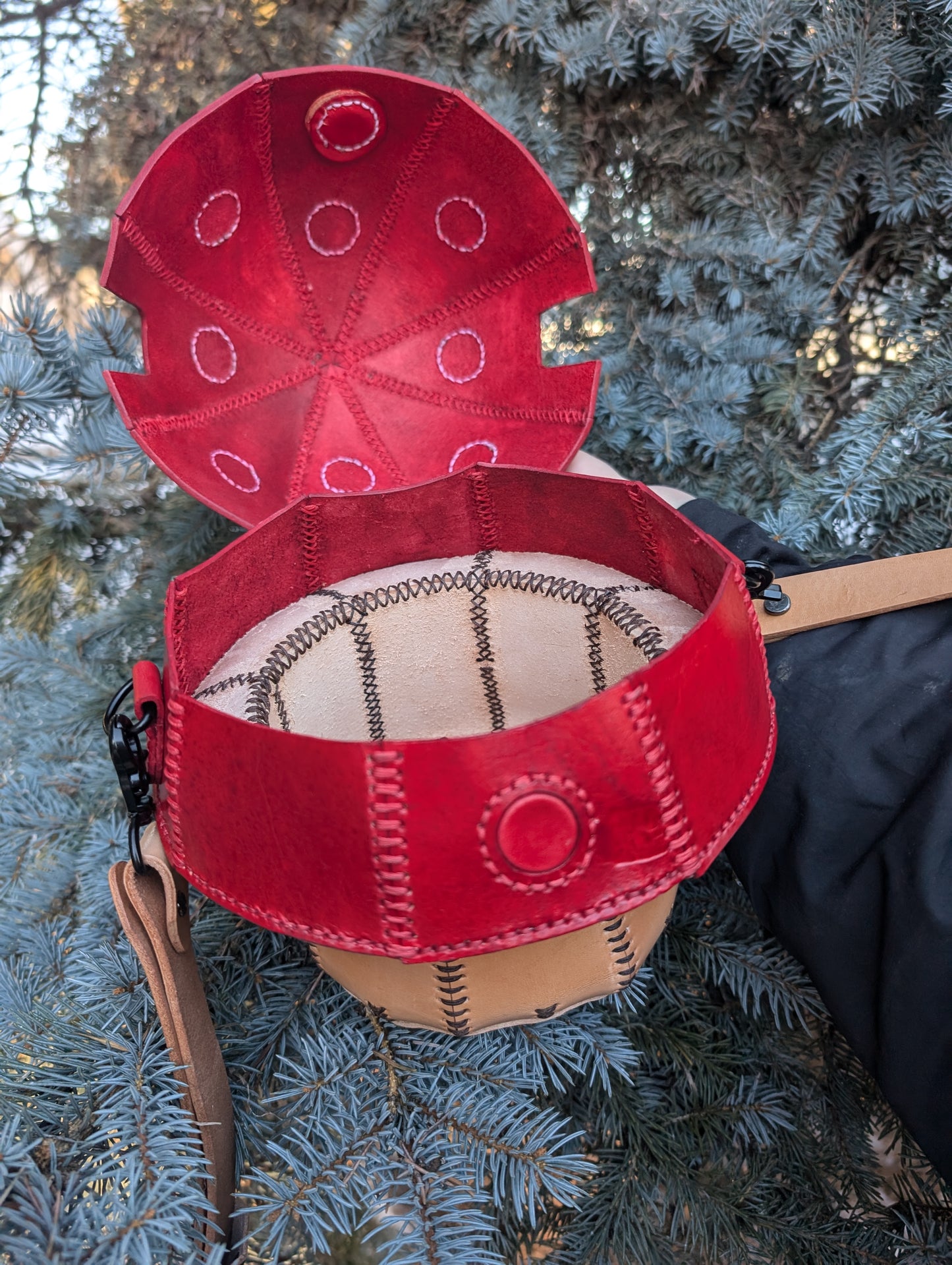 Handmade Leather Mushroom Shaped Crossbody Purse - Full Grain Leather & Made in Canada