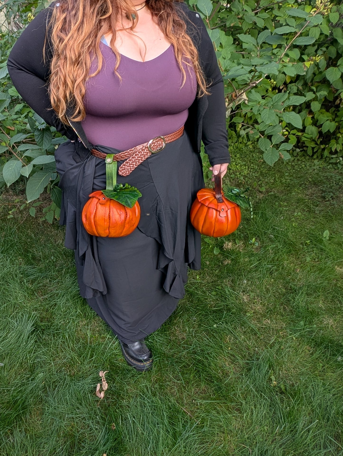 *SMALL SIZE* Handmade Leather Pumpkin Belt Bag/Handbag- Full Grain Leather - Handmade in Canada