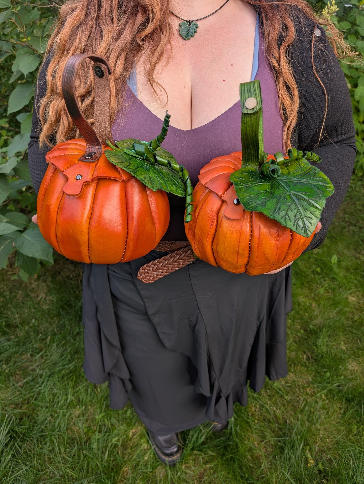 *SMALL SIZE* Handmade Leather Pumpkin Belt Bag/Handbag- Full Grain Leather - Handmade in Canada