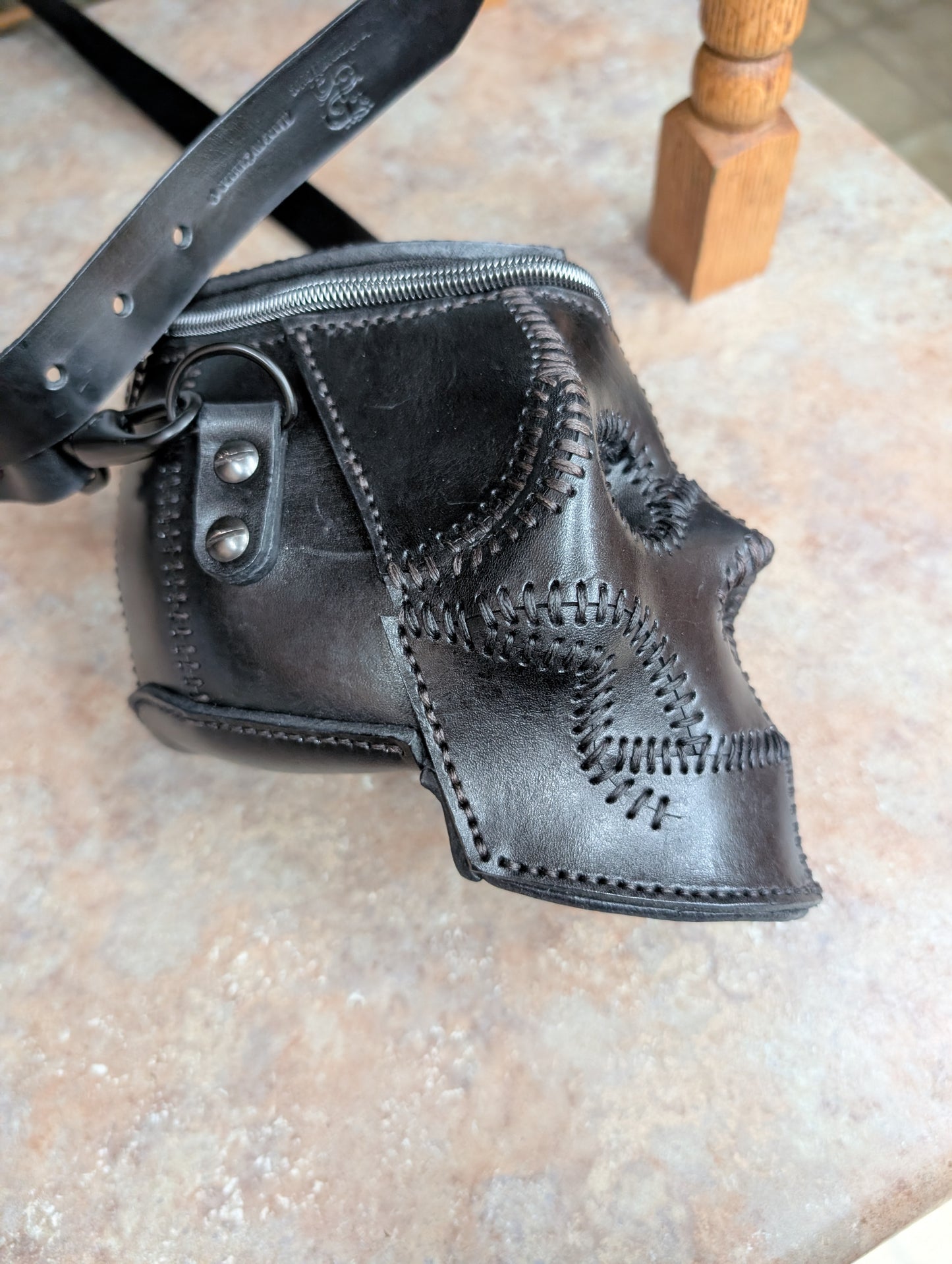 Handmade Leather Skull Shaped Crossbody Purse - Full Grain Leather - Handcrafted in Canada 🇨🇦