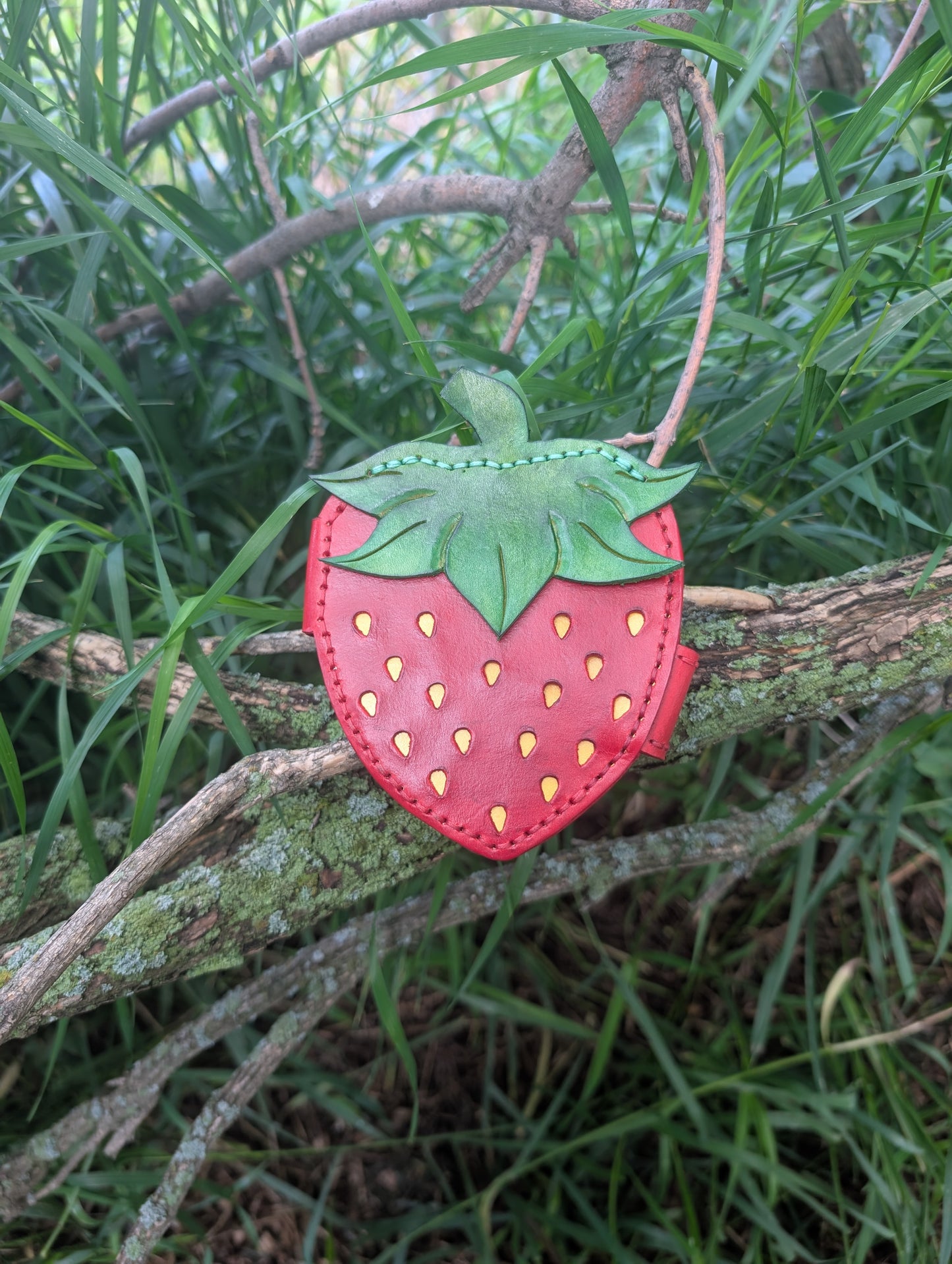 Handmade Mini Leather Strawberry Wallets - Full Grain