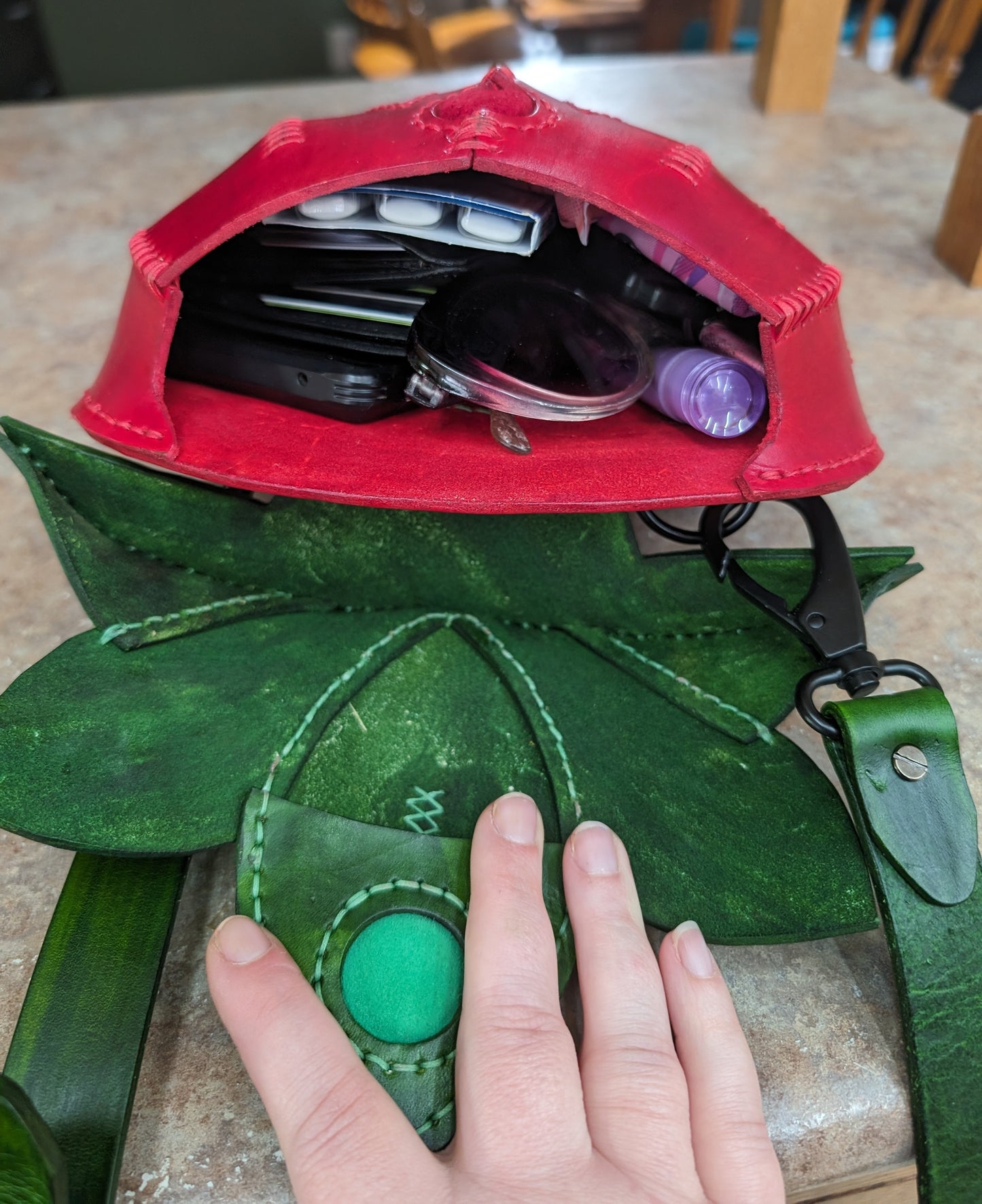 Handmade Leather Strawberry Crossbody Purse - Full Grain