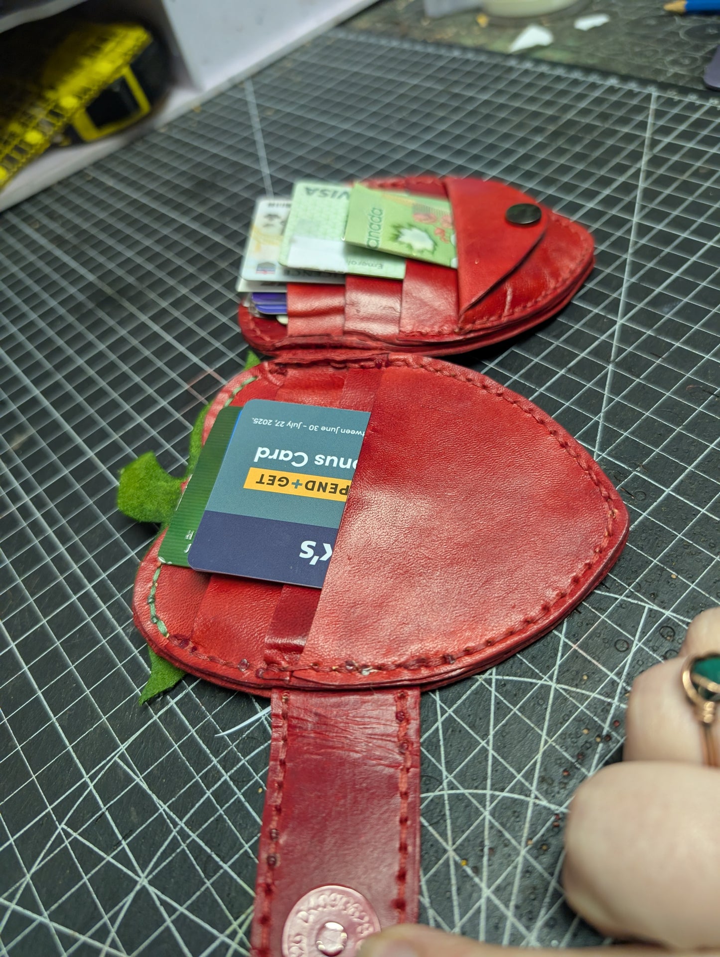 Handmade Mini Leather Strawberry Wallets - Full Grain