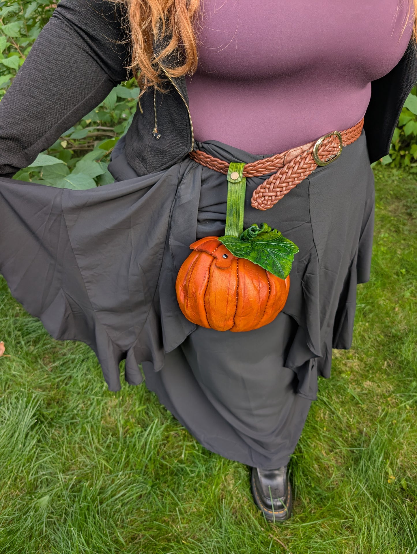 *SMALL SIZE* Handmade Leather Pumpkin Belt Bag/Handbag- Full Grain Leather - Handmade in Canada