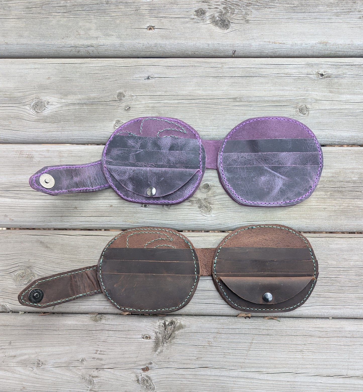 Handmade Full Grain Leather Monstera Wallet - Handmade in Canada (Brown version)