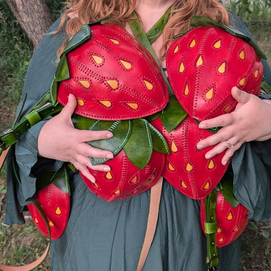 Handmade Leather Strawberry Crossbody Purse