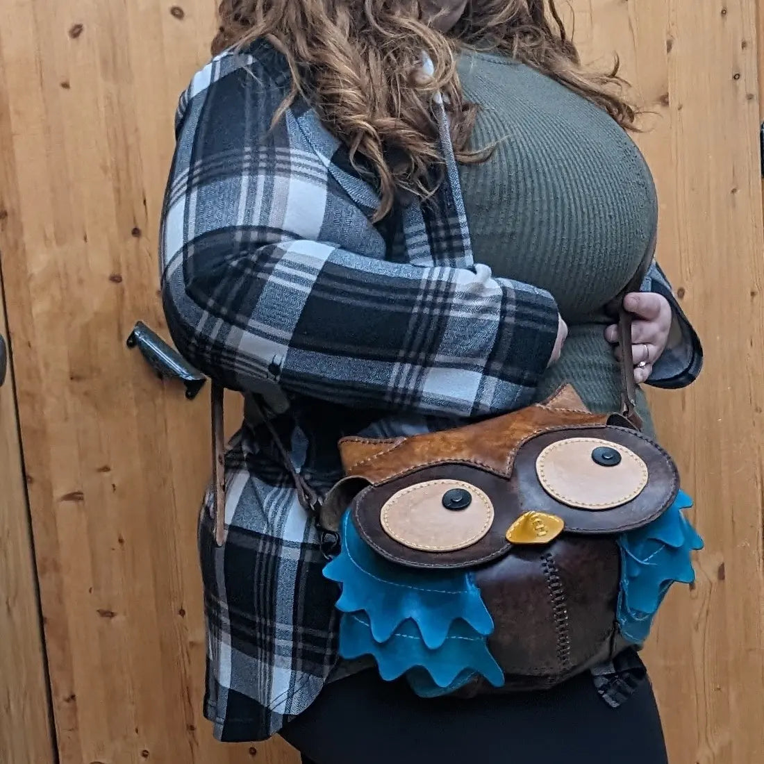 HANDMADE Leather Owl Crossbody Purse