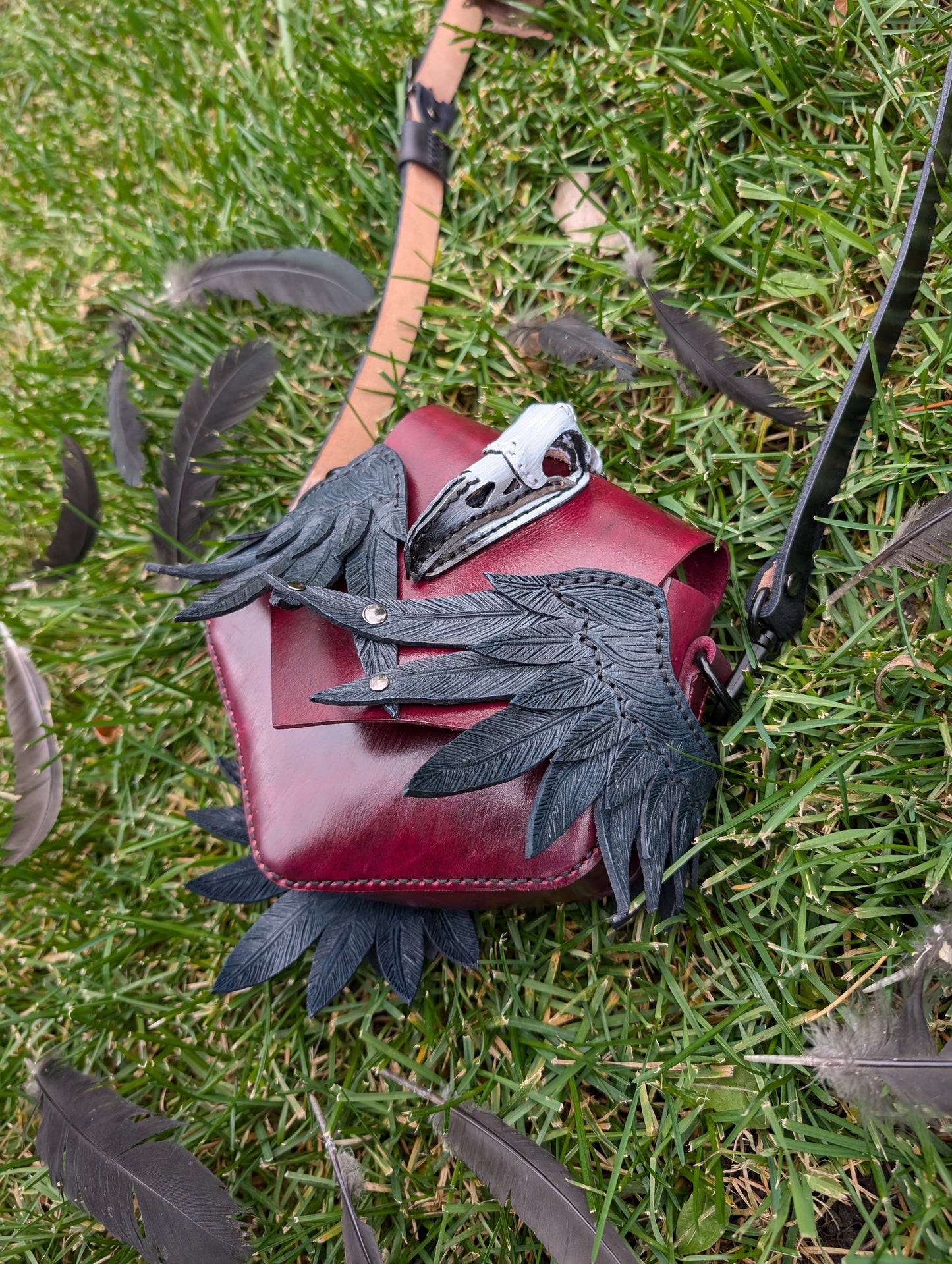 Handmade Full Grain Leather Dr. Plague Crossbody Bag (Hand-tooled and hand painted)