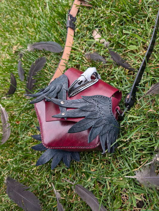 Handmade Full Grain Leather Dr. Plague Crossbody Bag (Hand-tooled and hand painted)