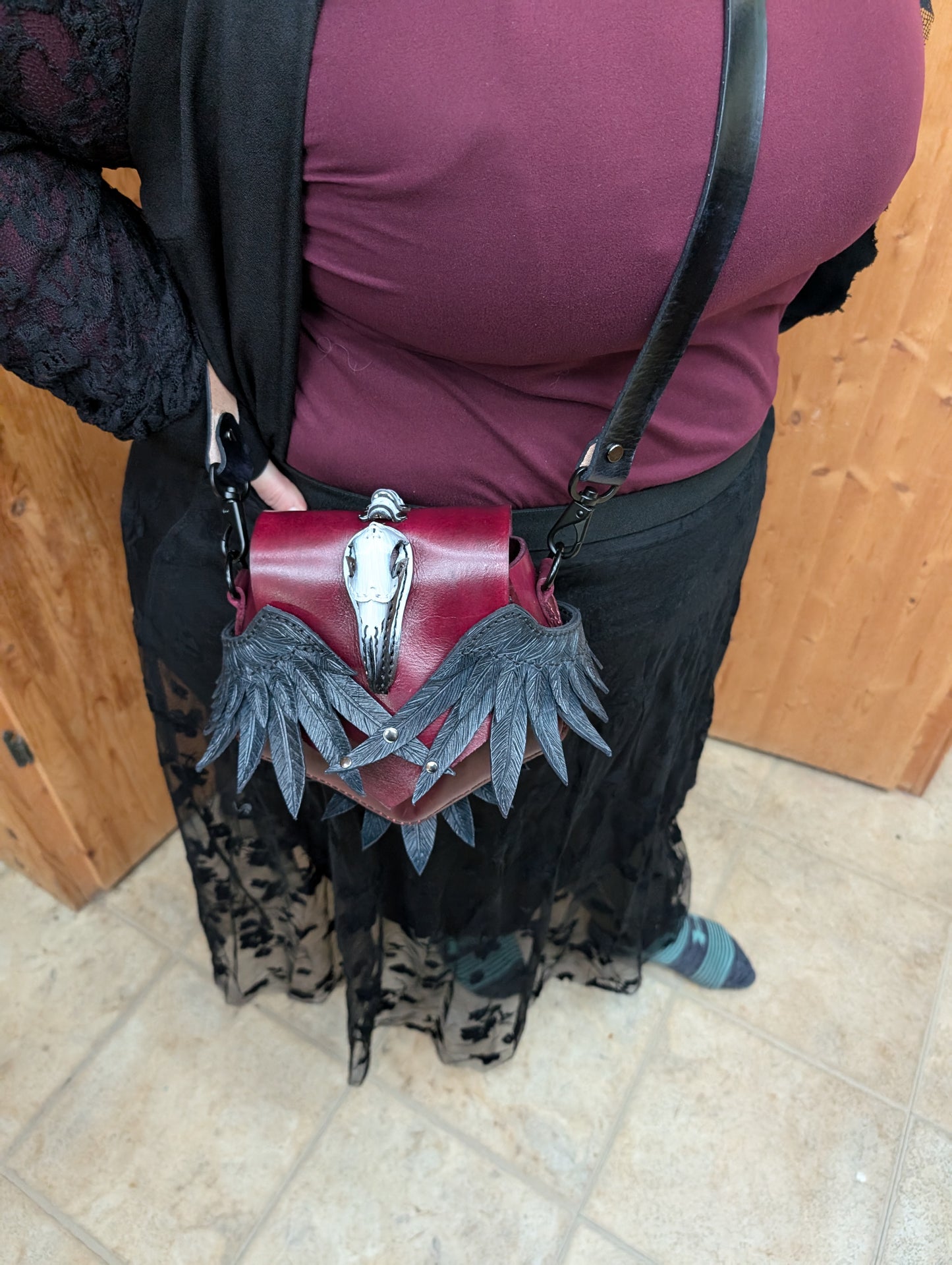 Handmade Full Grain Leather Dr. Plague Crossbody Bag (Hand-tooled and hand painted)