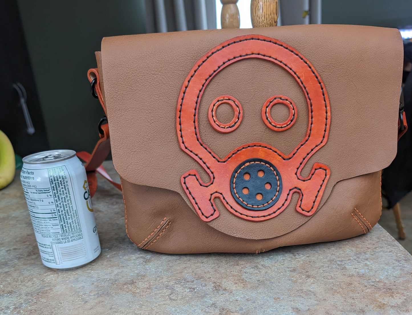 Handmade Leather Gas Mask Messenger Bag