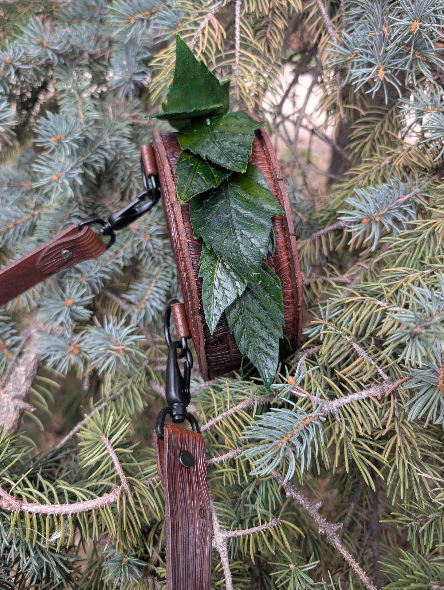 The Woodland Stumpy Crossbody Purse - Full Grain Tooled Leather - Handmade in Canada