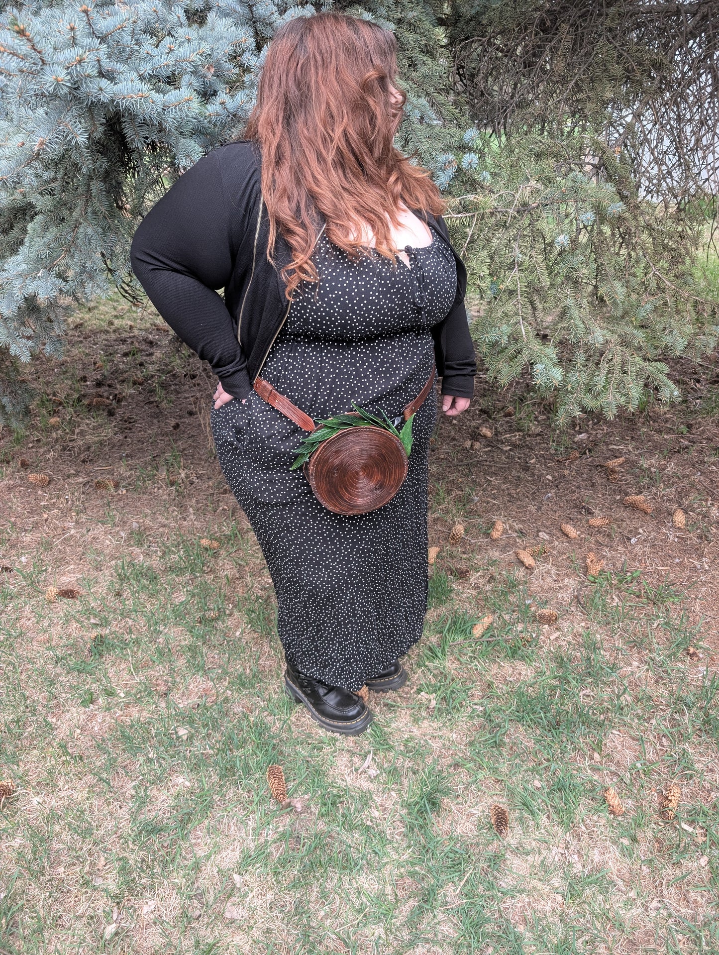 The Woodland Stumpy Crossbody Purse - Full Grain Tooled Leather - Handmade in Canada
