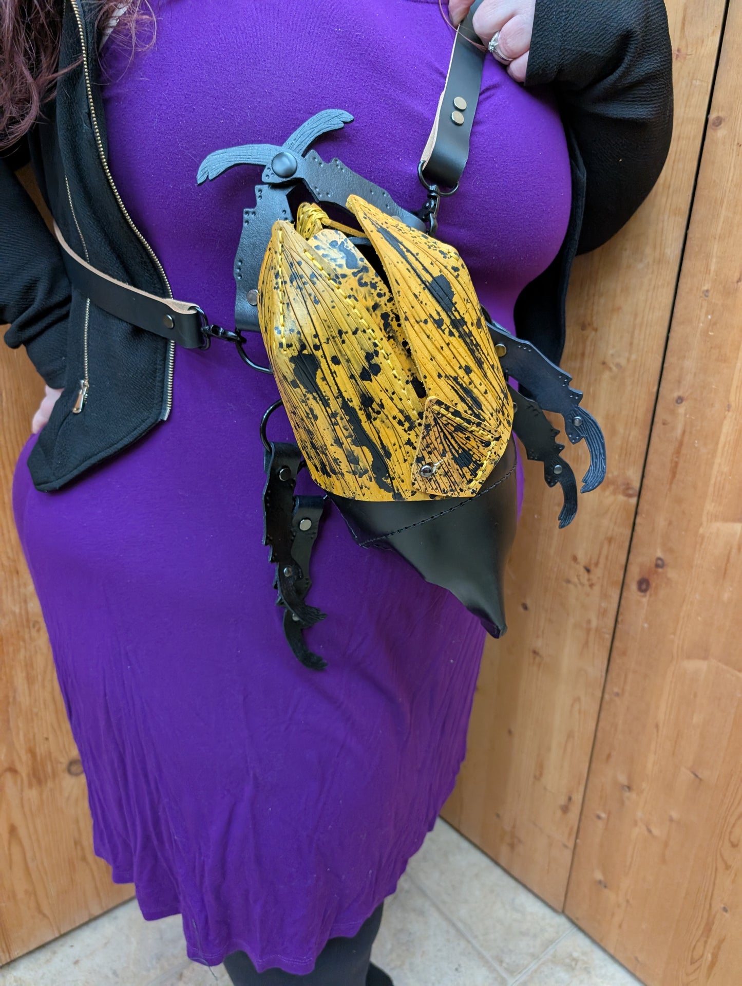 Handmade Leather Beetle Crossbody Purse (Full Grain)