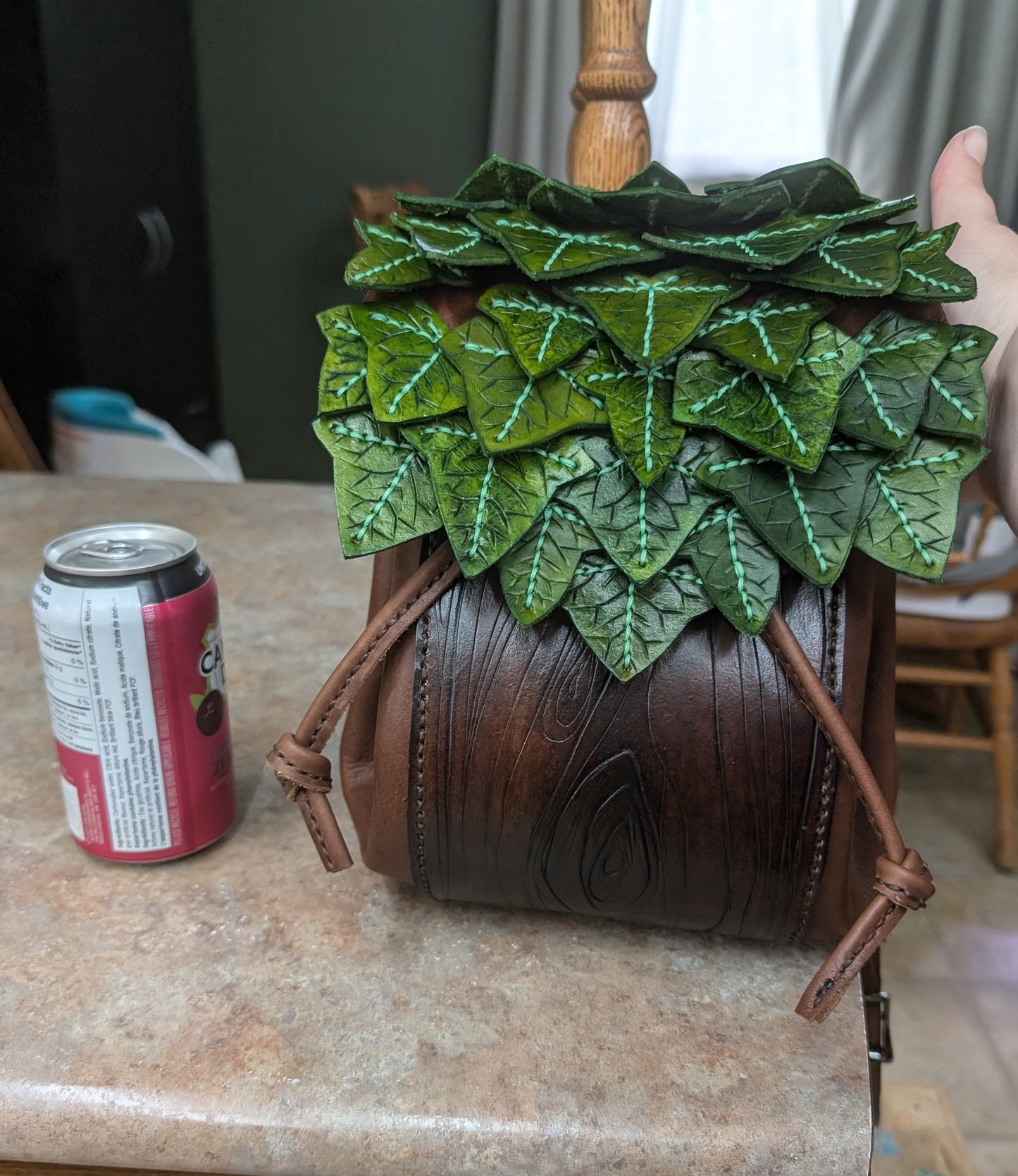 🌿Handmade Leather Forest Sprite Drawstring Crossbody Bag🌿