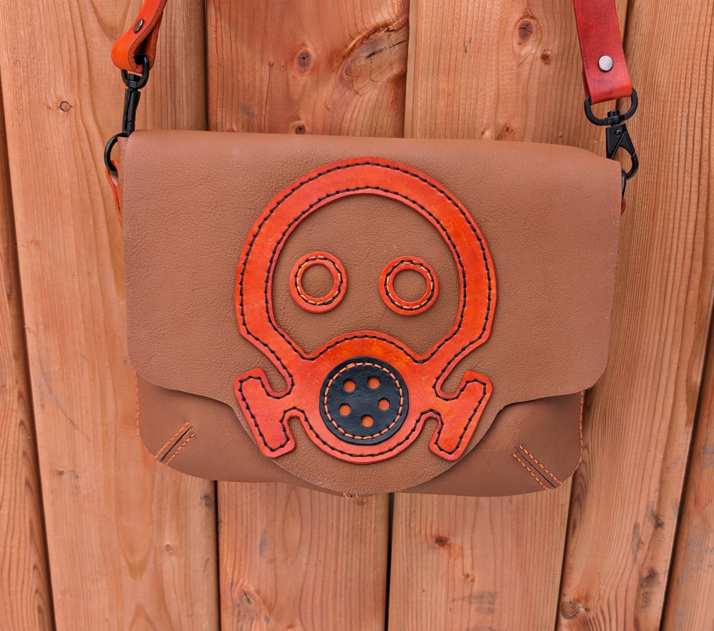 Handmade Leather Gas Mask Messenger Bag