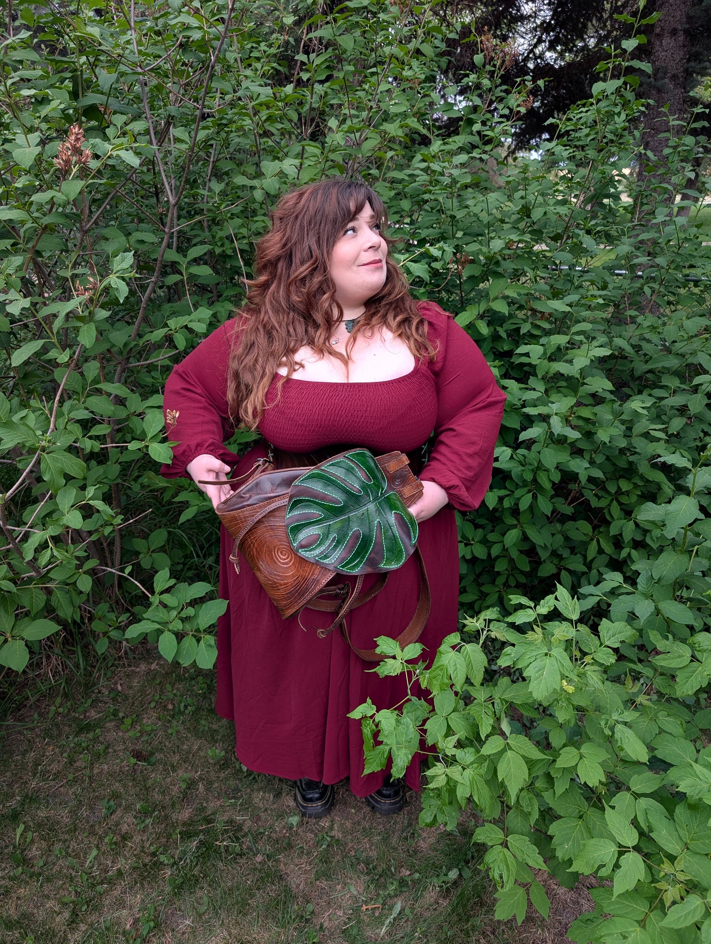 Handmade Leather Monstera Backpack ~ Full Grain and hand tooled ~ Made in Canada