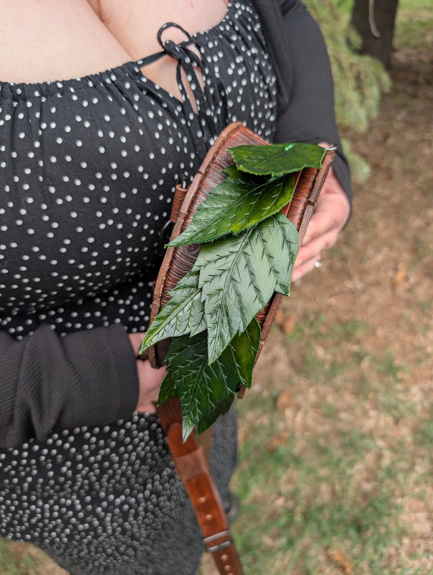 The Woodland Stumpy Crossbody Purse - Full Grain Tooled Leather - Handmade in Canada