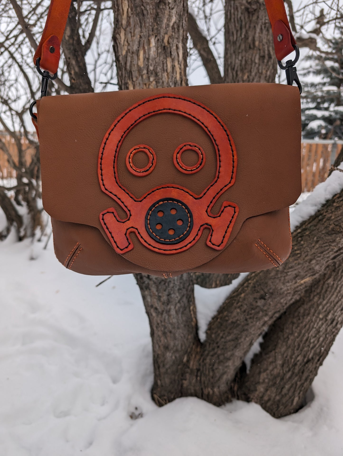 Handmade Leather Gas Mask Messenger Bag