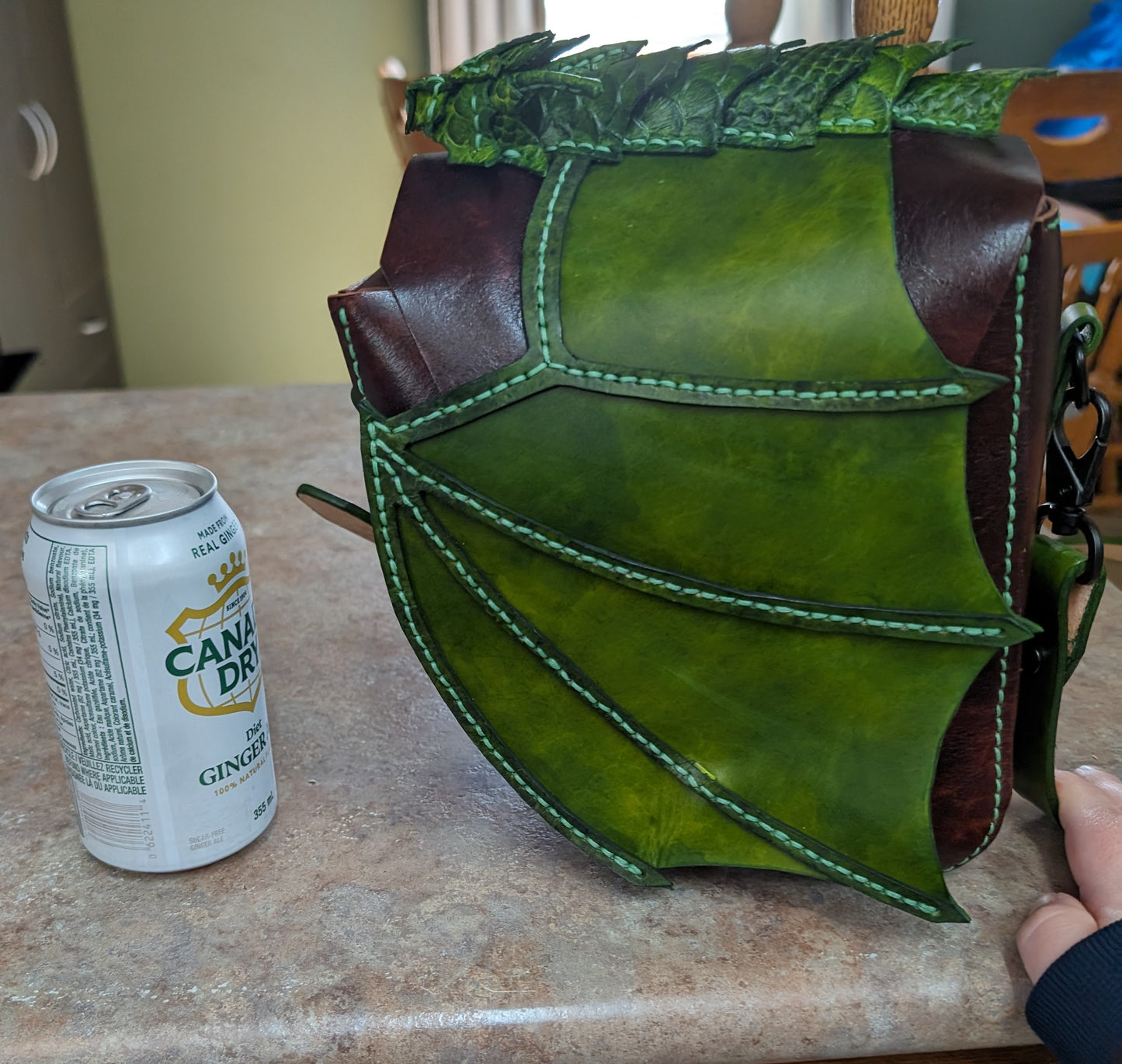 Handmade Leather Dragon Wing Flap Crossbody Bag